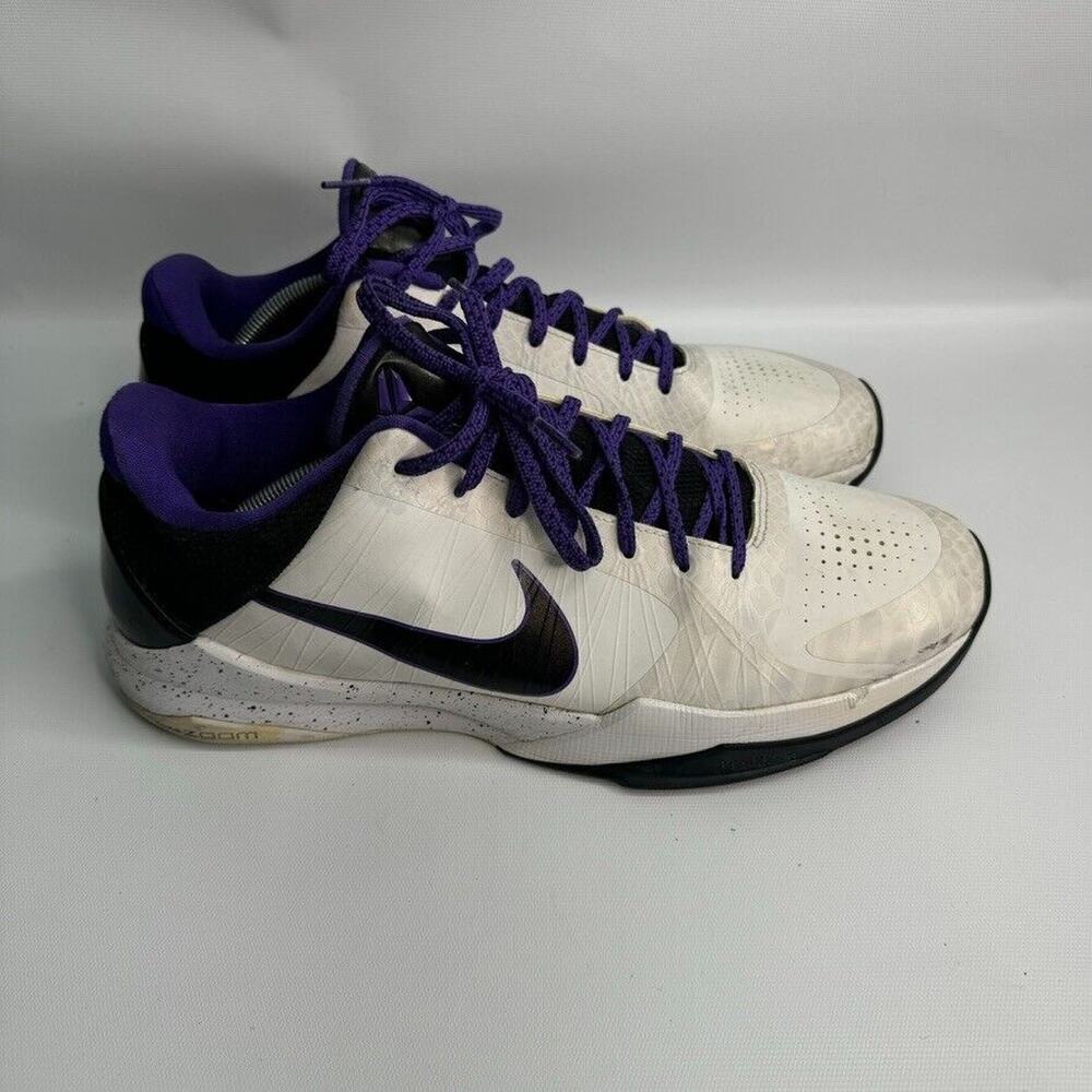 Nike Zoom Kobe 5 V Inline White Black Varsity Purple 386429 101 Size 13 (READ)